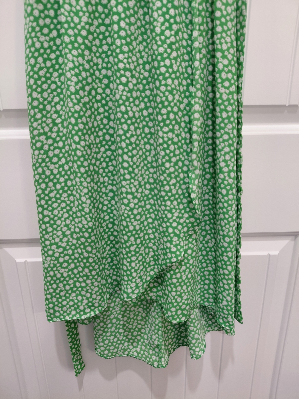 Sienna Sky Green and White High-Low Wrap Dress with Flutter Sleeves #0818 - Picture 2 of 9